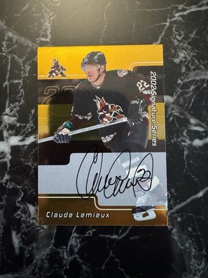 Claude Lemieux 2001-02 BAP Signature Series Gold Autograph Card #121