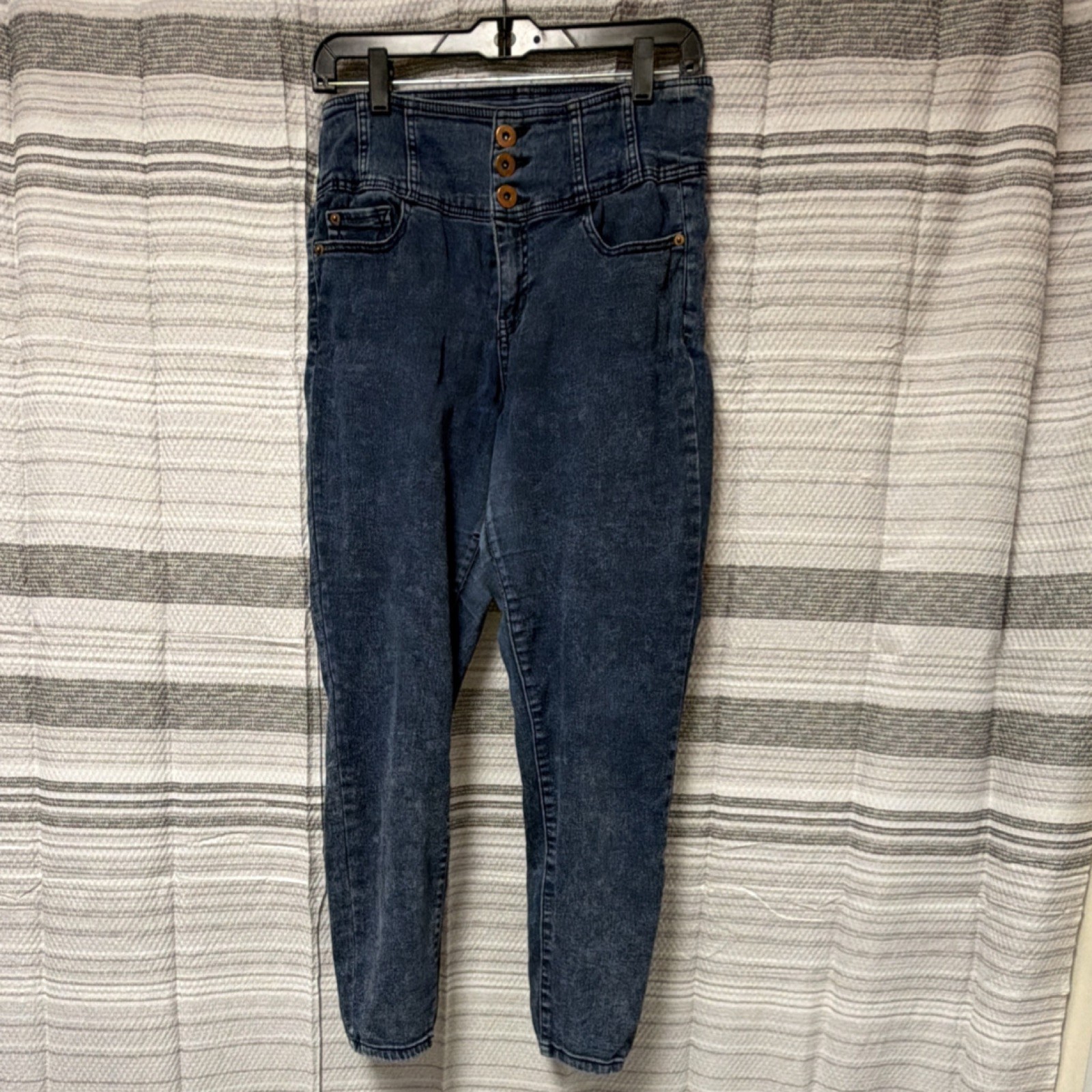 High Rise Skinny Blue Denim Jeans Stretch 5-Pocket Women's Juniors
