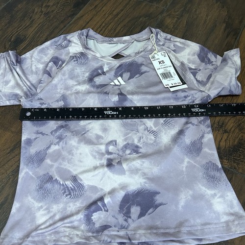 NWT Adidas Women's All Over Printed Flower Tie-dye T-Shirt Open Back - Picture 4 of 7