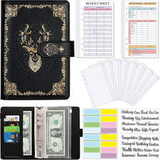 Budget Binder, A6 PU Leather Binder, Money Organizer Cash Envelopes Budget Plann