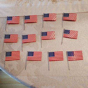 Vintage Miniature Waved American Flags Metal Picks Estate Sale Find
