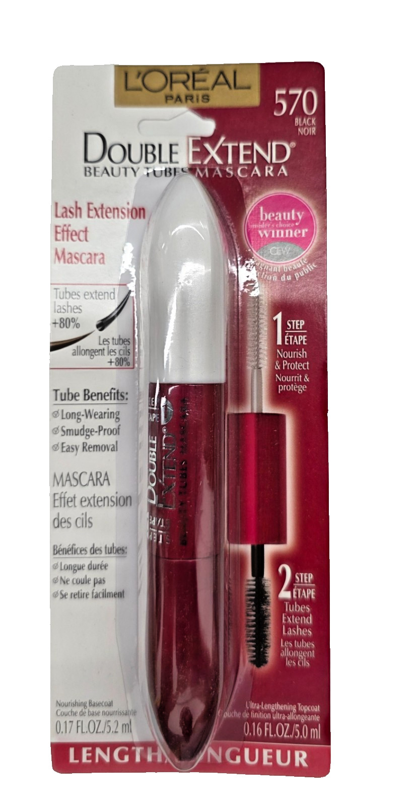 NEW L'Oréal Double Extend BEAUTY TUBES Mascara- 570 BLACK