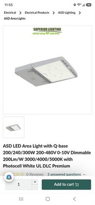 ASD-LSB5BHV-NEOX-300WH LED Area Light High Voltage with Photocell & Q-Base