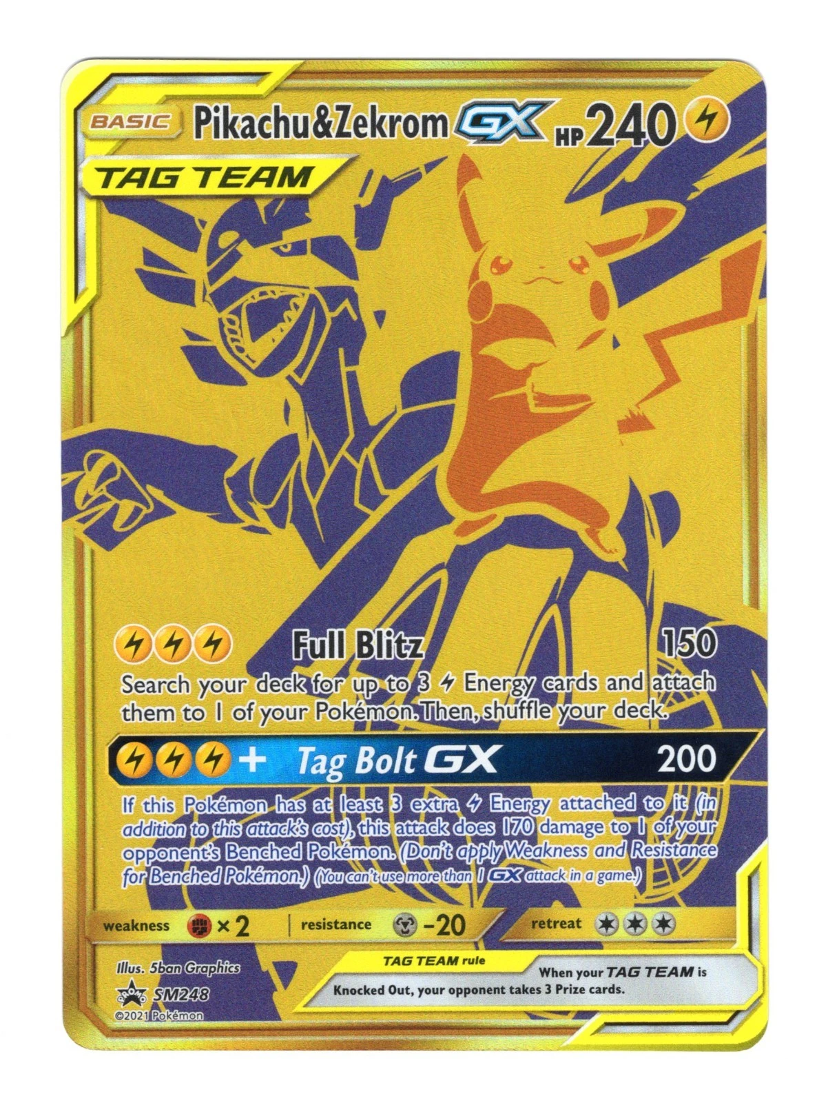 Deal for Pikachu & Zekrom GX Tag Team SM248 Promo Sun & Moon Pokemon Card 2021 NM
