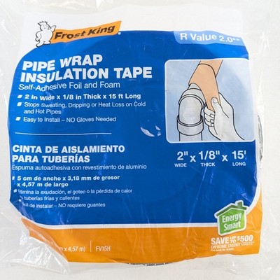 Frost King FV15H Foam Foil Pipe Insulation Wrap 2'' x 15 Ft Heating Cooling