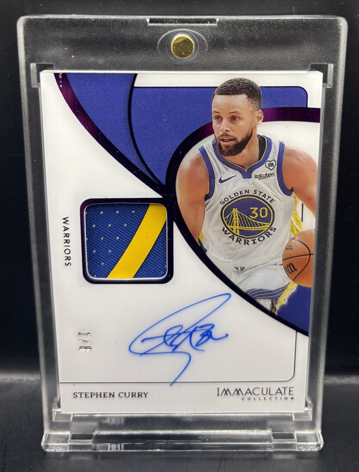 STEPHEN CURRY 2023-24 IMMACULATE GAME USED PATCH AUTO 1/8 WARRIORS Q7551 view 1