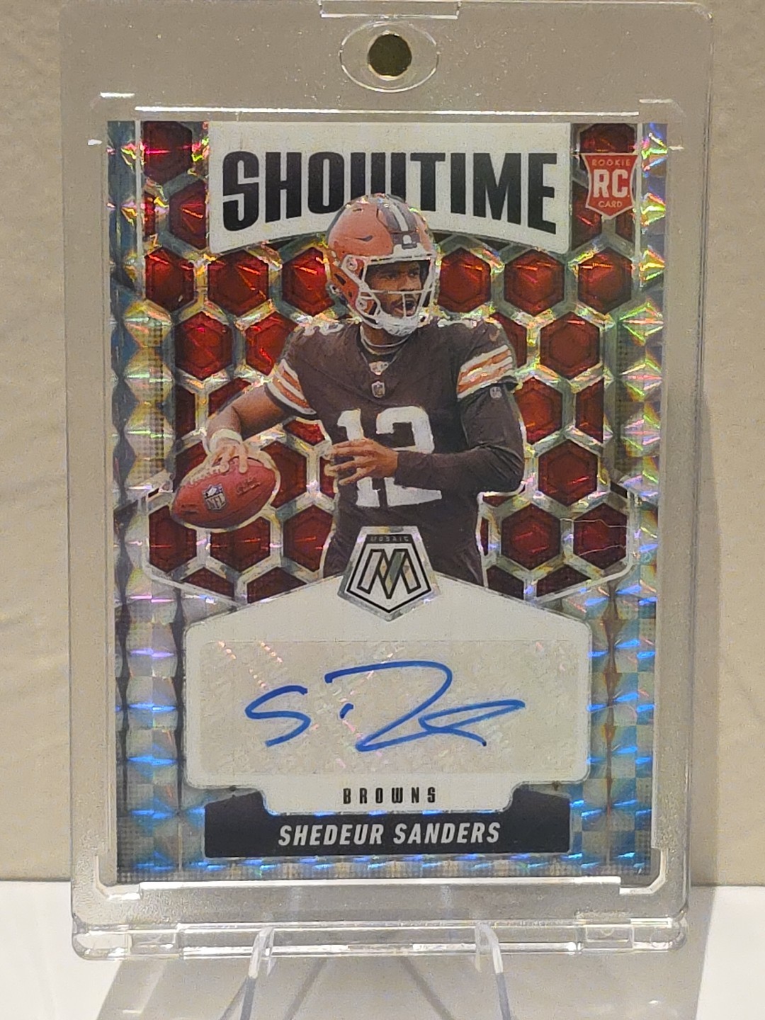 2025 Panini Mosaic Shedeur Sanders RC Showtime Auto Silver Prizm Browns #SOS-SSA