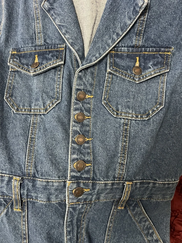 Женский комбинезон Forever 21 Utility мешковатый джинсовый с длинным рукавом на пуговицах спереди маленький - Изображение 2 из 4