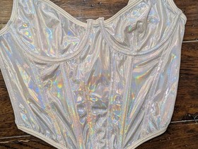 Urban Outfitters Silver Holographic Corset Bustier S Top Mermaidcore Festival 