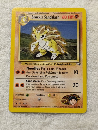 Pokemon Rare Brock's Sandslash 23/132 Gym Heroes 2000 WoTC NM