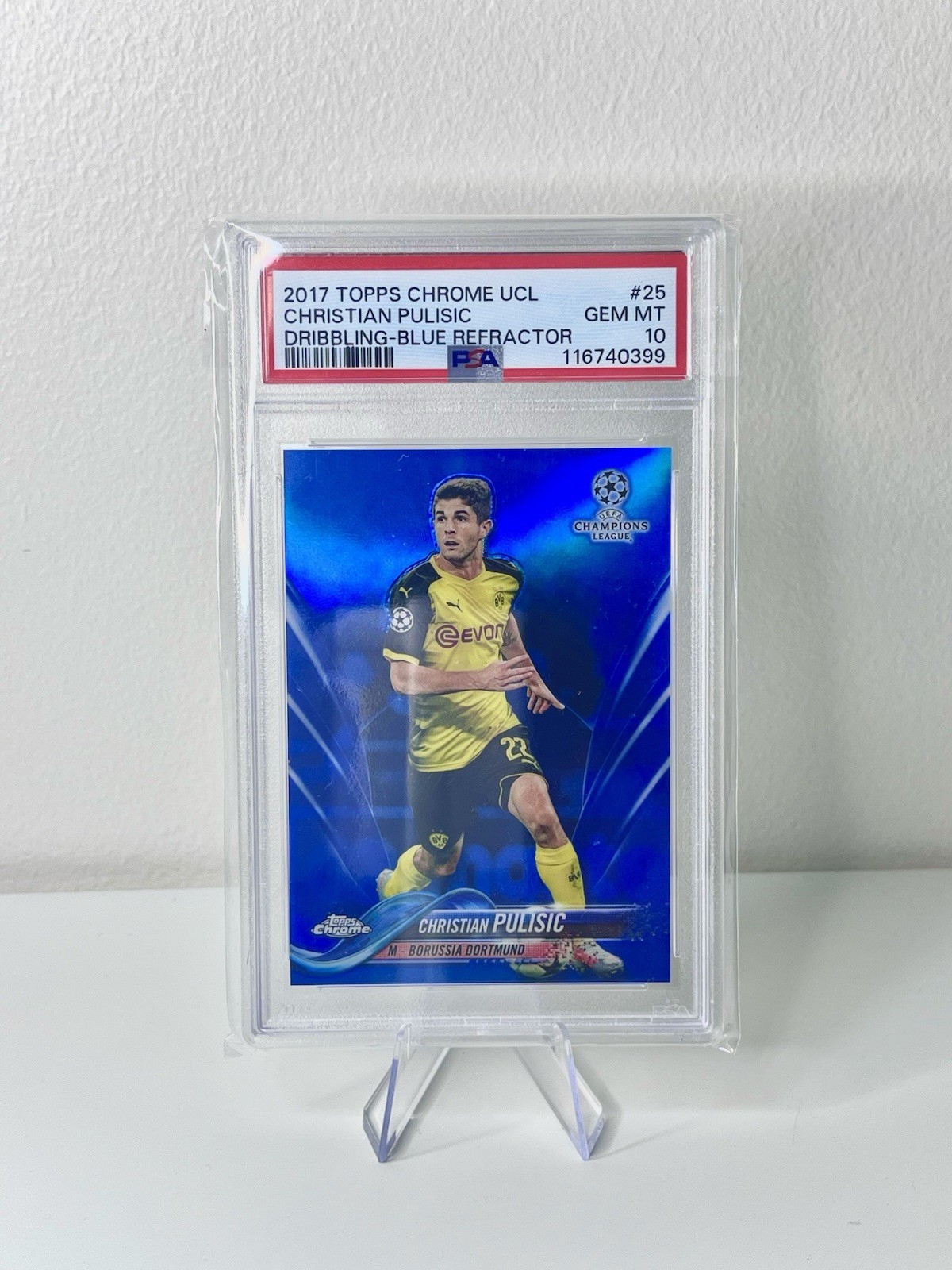2017-18 Topps UCL Chrome CHRISTIAN PULISIC #25 RC Blue Refractor /150 PSA 10 JS4