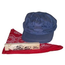 Childs Train Engineer Railroad Conductor Party Set w/ Hat, Whistle, Scarf