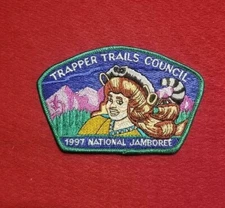 1997 Trapper Trails Council JSP Patch National Scout Jamboree Green Bdr. 1