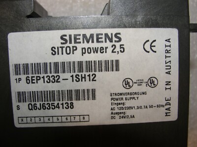 電源ユニット Siemens 6EP1332-1SH12 sitop power 2,5 Siemens SITOP Power 6EP1332-1SH12 Power Supply | eBay