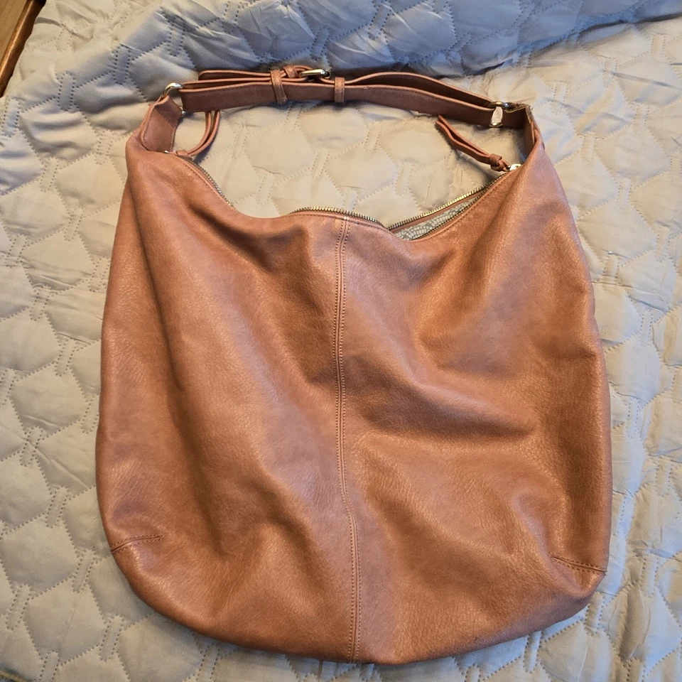 Bolso de Hombro Estilo Hobo Cuero Rosa Suave Moda Luxe De Colección Uso Mínimo Boho Foto 2 de 4