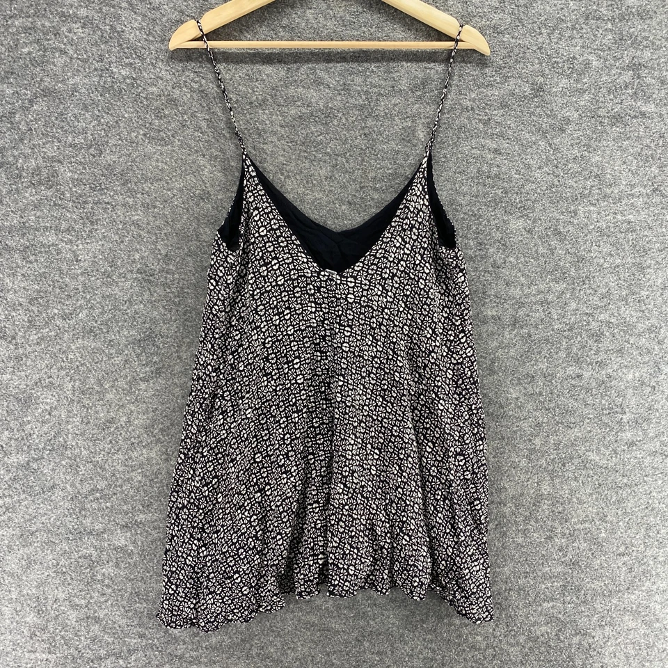 Ecote Top Women XS Black Geometric Sleeveless Round Neck Spaghetti Strap Casual - Image 2 of 4
