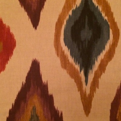 ZOFFANY Amala Amber Amethyst Slate Ikat Cotton Linen Remnant New