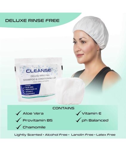 CLEANSE Deluxe Rinse Free Shampoo and Conditioning Caps - 5 Pack, Sealed Package - Afbeelding 1 van 6