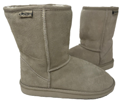 The Realm Youth Girl's Pull On Suede Wool Lined Boots Light Tan Size:3 78AB