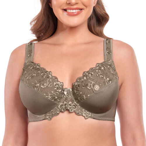 Women's Underwire Unlined Bra Minimizers Non-Padded Full Coverage Lace Bra 36-50 - Picture 4 of 46