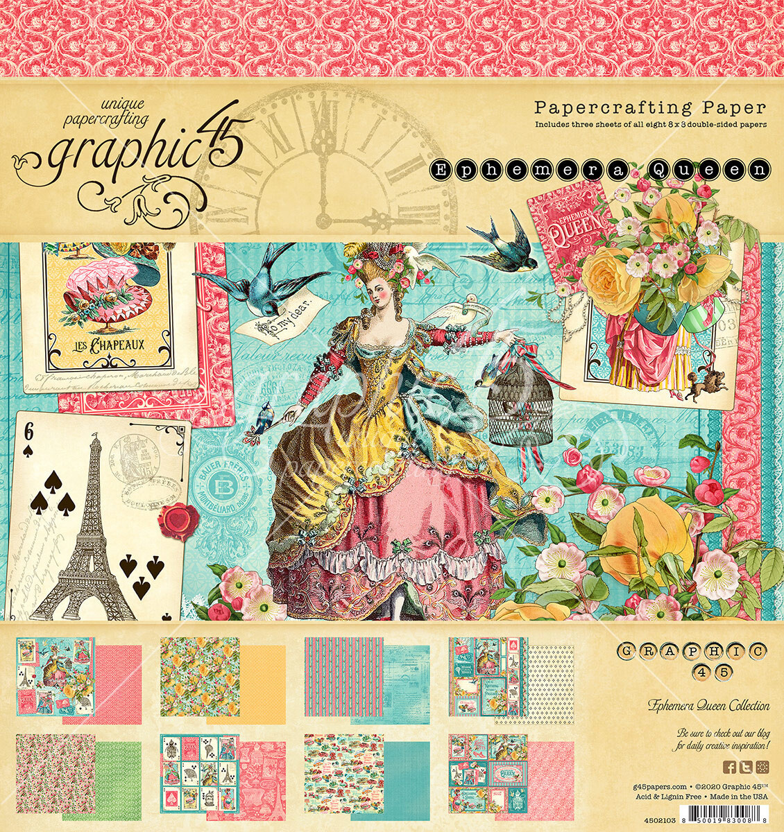 Graphic 45 8"" x 8"""" Paper Pad Ephemera Queen 4502103
