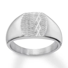 Men's Fantastic X Cross Line Design Textured Signet Ring In 935 Argentium Silver