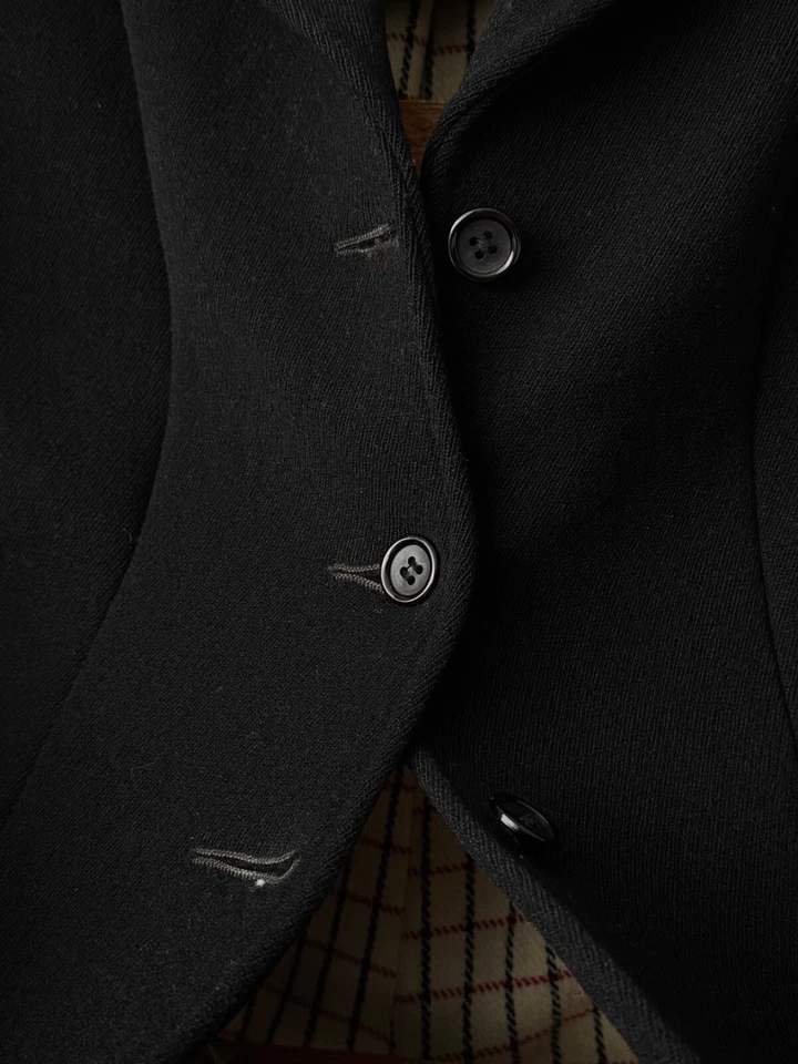 古董 ≈1920 年代法国女式黑色羊毛背包外套 S 码 — 第 4/4 张图片