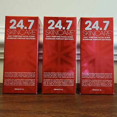 24.7 Skincare Daily Purifying Facial Scrub 3x 4.2 fl oz each NEW