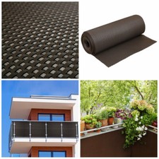 Artificial Rattan Weave Privacy Screening Balcony Fence Garden 1m x 1m Brown