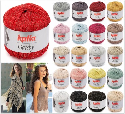 50g Katia Gatsby Effekt Glitzergarn Wolle zum Stricken Häkeln GP 109,80 /1kg