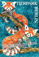 Tierpark Zoo Berlin 1964 Red Pandas Vintage Poster Print Retro Style Travel Art