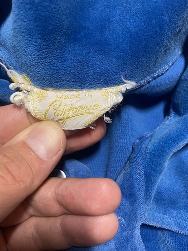Vtg Velour Polo Shirt Mens Size M/L Blue - Picture 3 of 8