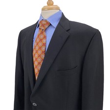 Saks Fifth Ave Black Loro Piana 100 Textured Wool Blazer Sport Jacket 46R USA