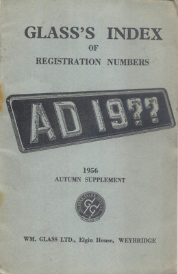 Glas's Kennzeichenverzeichnis Beilage Herbst 1956