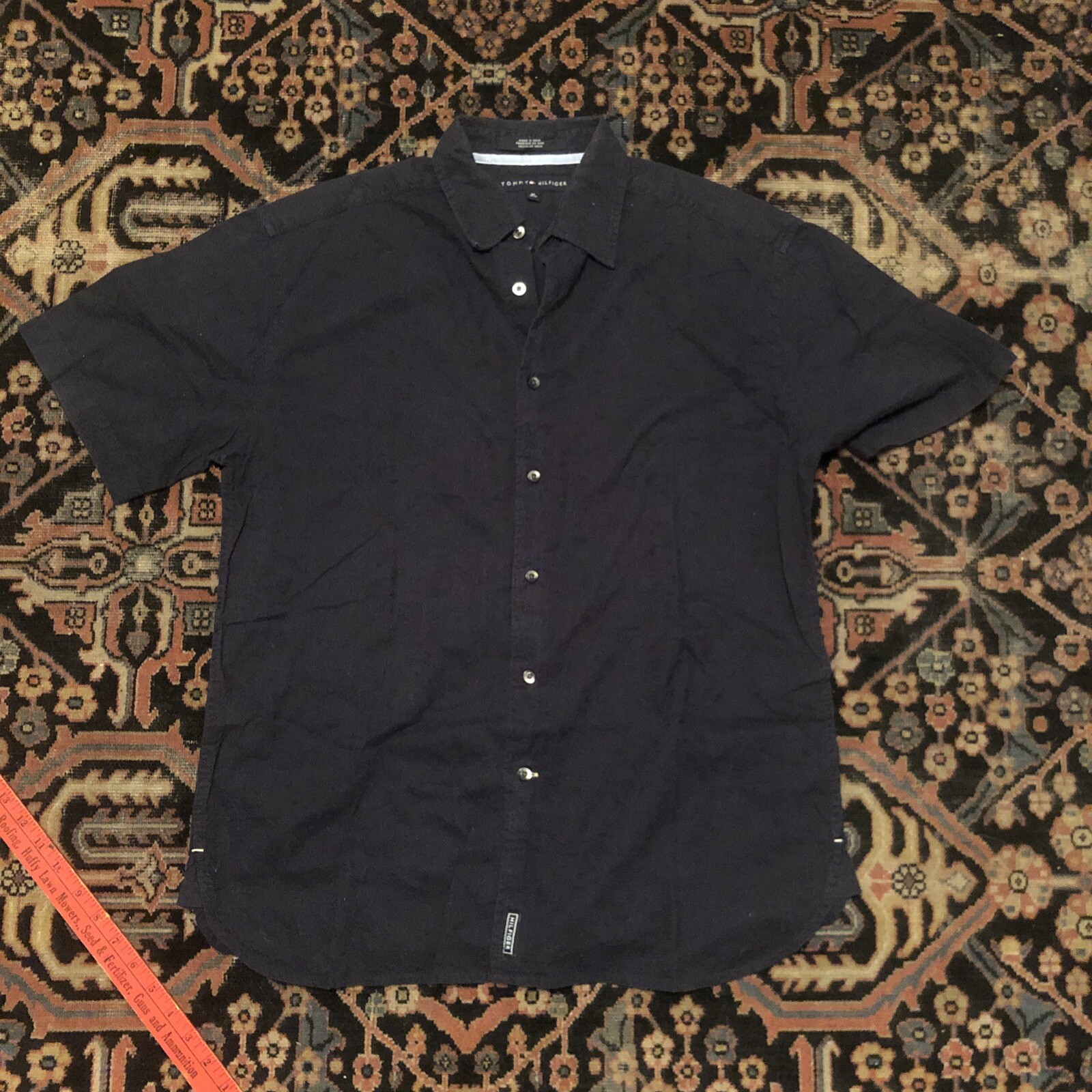 Vintage Tommy Hilfiger Blue Floral Button Down Shirt Mens Medium