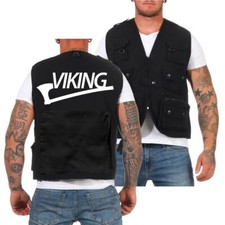Herren Anglerweste trekking outdoor Weste Wikinger Motive Männer Größe S - 7XL