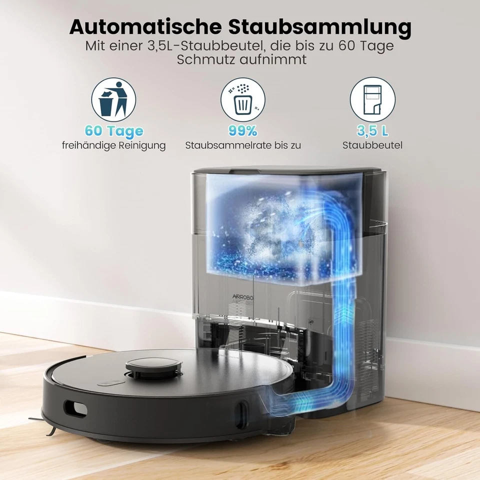 AIRROBO T20+ Saugroboter Wischfunktion 3,5L Beutel Mit Auto-Empty Absaugstation - Bild 3 von 4