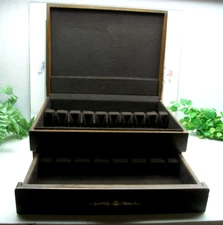 McGraw  Sterling Silverplate Flatware Wooden Wood Storage Chest Case Box  24+