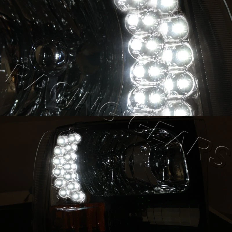 CHROME HOUSING CLEAR LENS LED HEAD LIGHTS FIT 99-04 FORD F250/F350 SUPER DUTY - Image 3 of 4