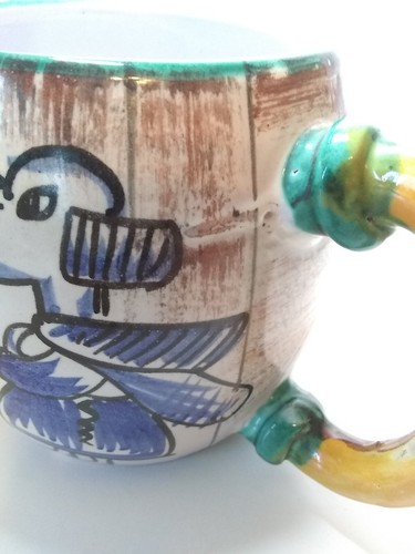 VTG Italy Pottery Cup Mug Hand Painted CHURCH & MONK, Limited Edition - Picture 10 of 10