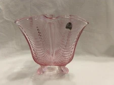 VTG FENTON Art Glass EMPRESS ROSE Footed DRAPERY VASE #2080 CP;NIB