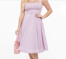 Plus Size UNIQUE VINTAGE 1950s Lavender Cotton Eyelet Valerie Swing Dress 2 X