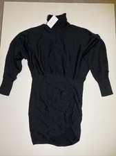Lovers + Friends Women's XL Turtleneck Black Knit Dress Cinched NWT Classic