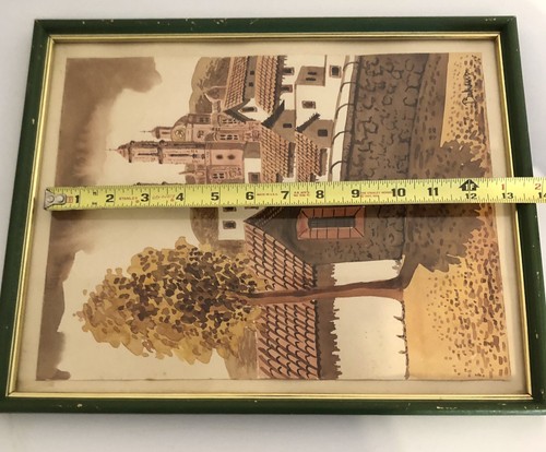 Church of Santa Prisca de Taxco, Mexico -VTG Sepia Watercolor Painting by Bahena - Picture 5 of 23