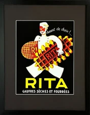 Rita French Bisquits FRAMED 11.75 x 14.75" Vintage Poster Print Retro Style Art