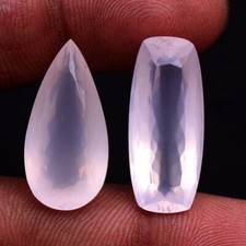 2 Pcs Natural Rose Quartz 24mm-25mm Faceted Cut Top Quality Untreated Gemstones