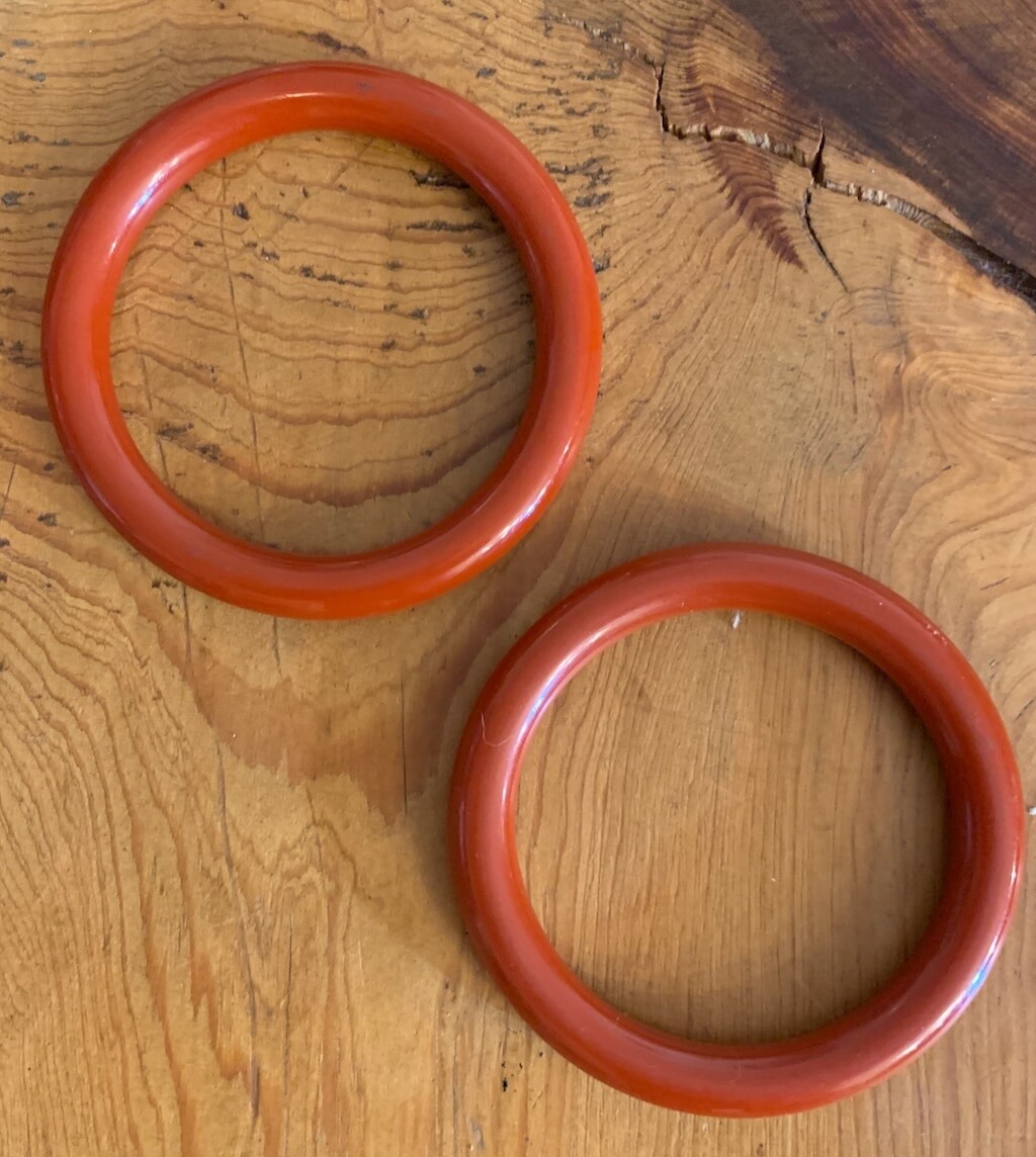 TWO VINTAGE BAKELITE BRACELETS Rusty Orange - image 4