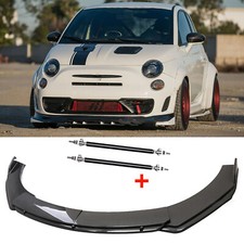 For Fiat 500 500l Front Bumper Lip Spoiler Kit Splitter Carbon Fiber Strut Rods