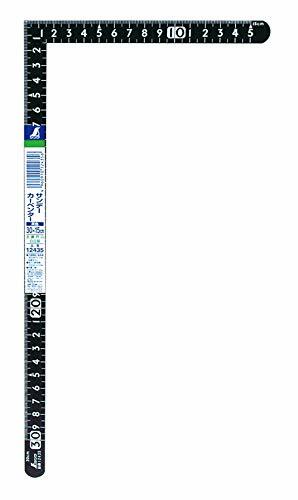 SHINWA Square Ruler 150X300mm White Scale on Black 12435 NEW from Japan ...