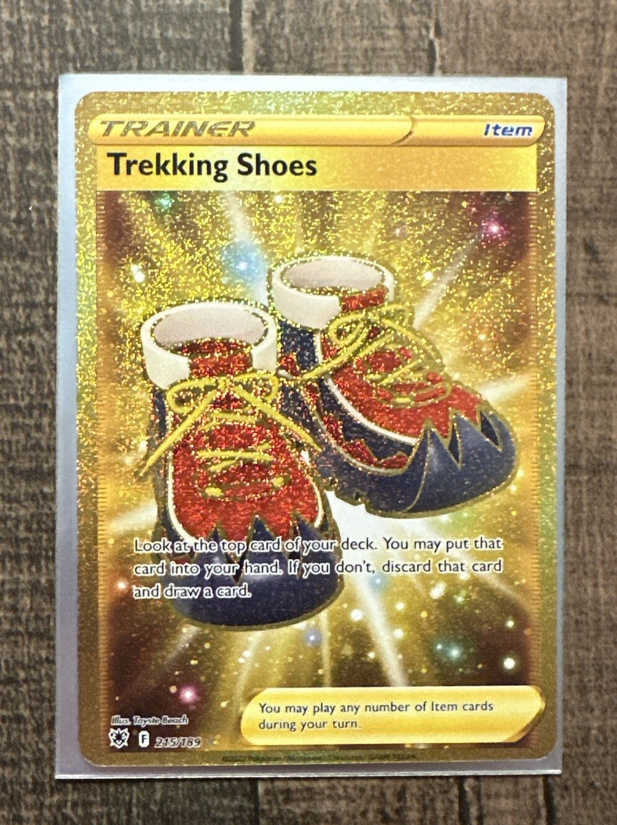 trekking shoes pokemon gold card value Trading Game Sword & Shield Astral Radiance Secret Rare Boots #215 [Colorless][Colorless][Colorless] Pokemon Trading Card Game Crown